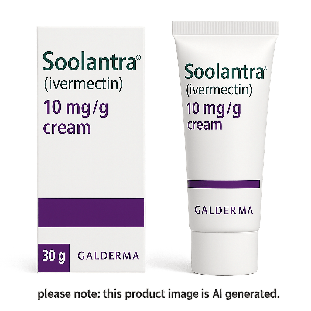 Soolantra Cream 30g box and tube for rosacea treatment