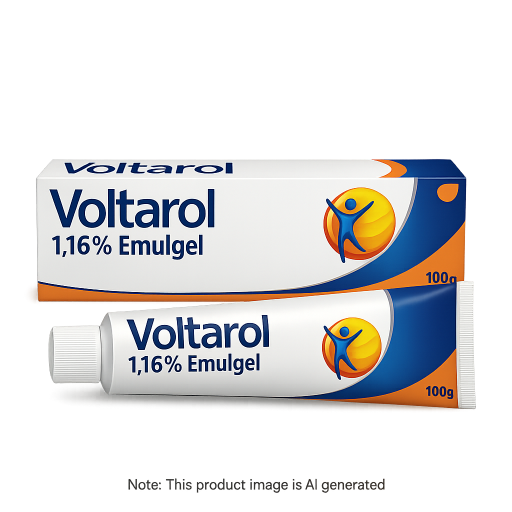 Box of Voltarol 1.16% Emulgel used to treat joint and muscle pain